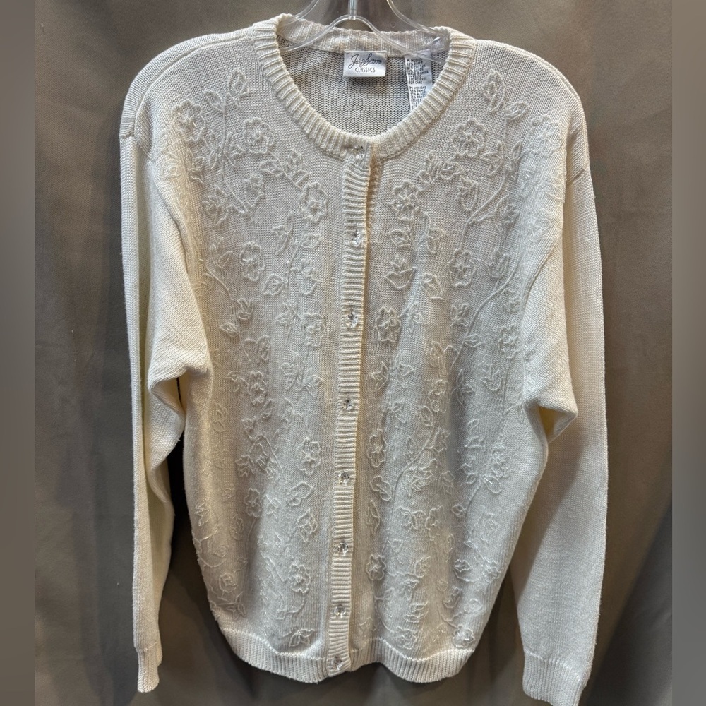 Jaclyn Smith Beige Button Front Cardigan Sweater Size M